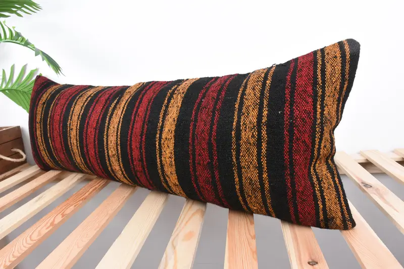 Ethnic Cushion Cover, Vintage Kilim Throw Pillow, Pillow Sham, Accent Throw Cushion, 12x36 Red Pillow Case, Boho Pillow Sham Cover, Turkish Pillow - 4