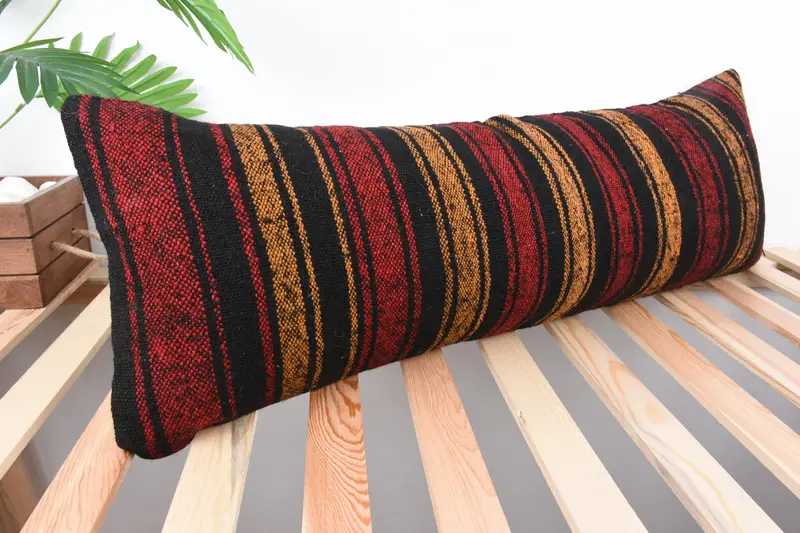 Ethnic Cushion Cover, Vintage Kilim Throw Pillow, Pillow Sham, Accent Throw Cushion, 12x36 Red Pillow Case, Boho Pillow Sham Cover, Turkish Pillow - 5