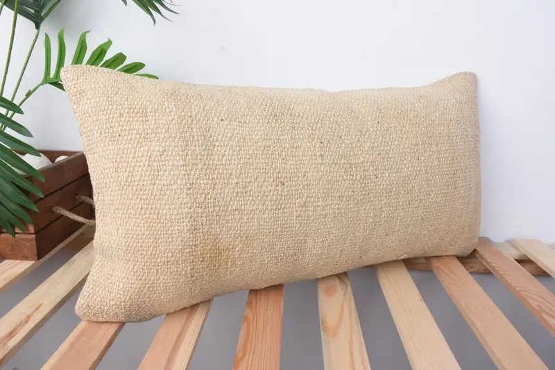 12x24 Beige Pillow Sham, Boho Pillow Sham Cover, Pillow Sham, Boho Pillow, Turkish Pillow, Office Chair Cushion, Accent Throw Pillow - 5