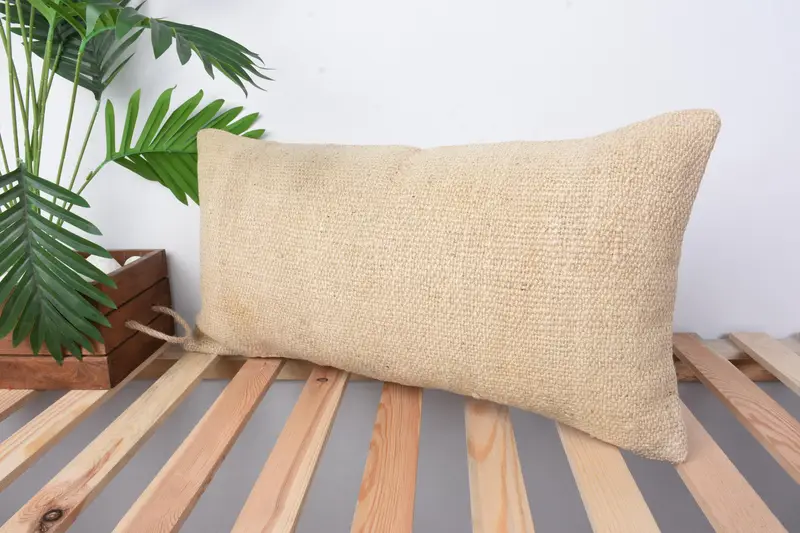12x24 Beige Pillow Sham, Boho Pillow Sham Cover, Pillow Sham, Boho Pillow, Turkish Pillow, Office Chair Cushion, Accent Throw Pillow - 4