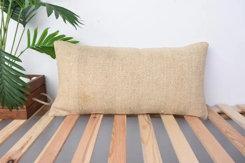 12x24 Beige Pillow Sham, Boho Pillow Sham Cover, Pillow Sham, Boho Pillow, Turkish Pillow, Office Chair Cushion, Accent Throw Pillow - 1