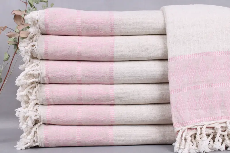 Home Decor Blanket Turkish Kilim Design Pink Bedspread, 87x99 Inches