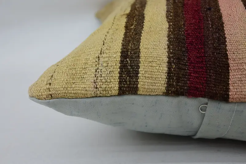 Pillow Cover, Couch Pillow, Antique Pillows, Vintage Kilim Throw Pillow, Nautical Throw Pillow, Handmade Kilim Cushion, 16x24 Beige Cushion Case - 5