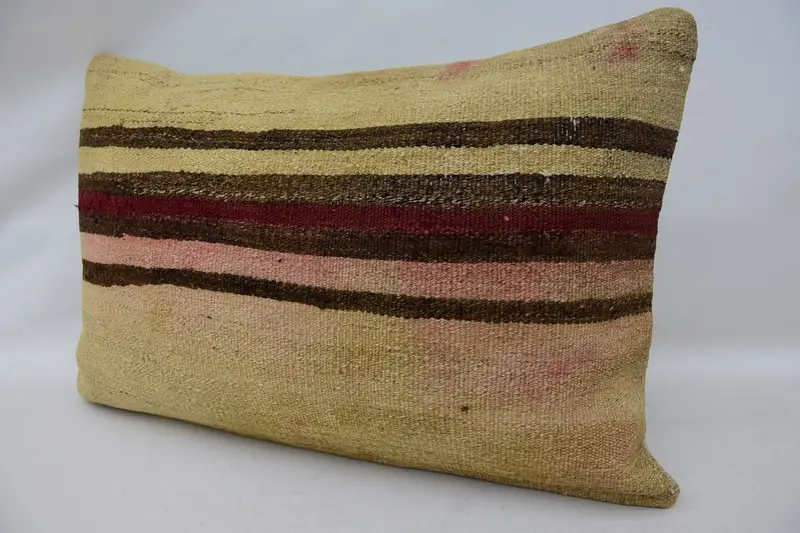 Pillow Cover, Couch Pillow, Antique Pillows, Vintage Kilim Throw Pillow, Nautical Throw Pillow, Handmade Kilim Cushion, 16x24 Beige Cushion Case - 3