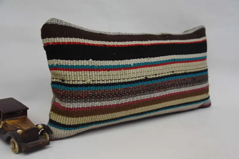 Authentic Pillow, Retro Cushion, 12x24 Blue Pillow Cover, Kilim Pillow Cover, Pillow, Handmade Kilim Cushion, Throw Kilim Pillow, Boho Throw Pillow - 2