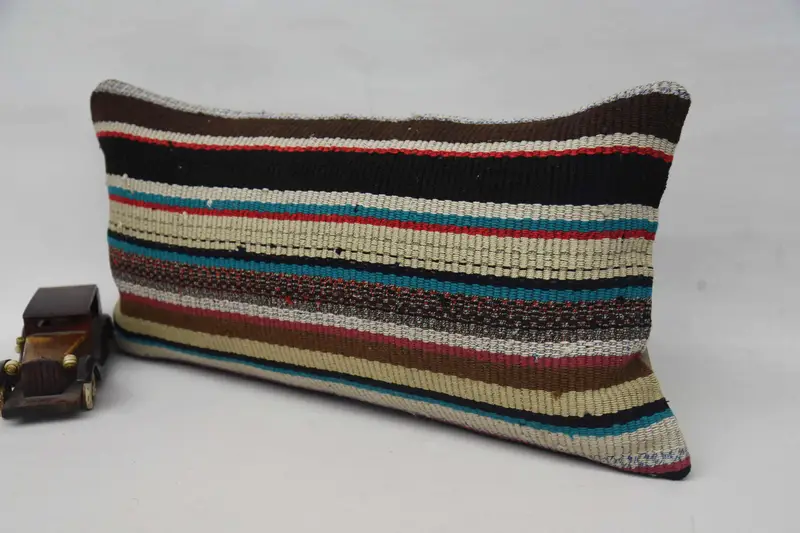 Authentic Pillow, Retro Cushion, 12x24 Blue Pillow Cover, Kilim Pillow Cover, Pillow, Handmade Kilim Cushion, Throw Kilim Pillow, Boho Throw Pillow - 3