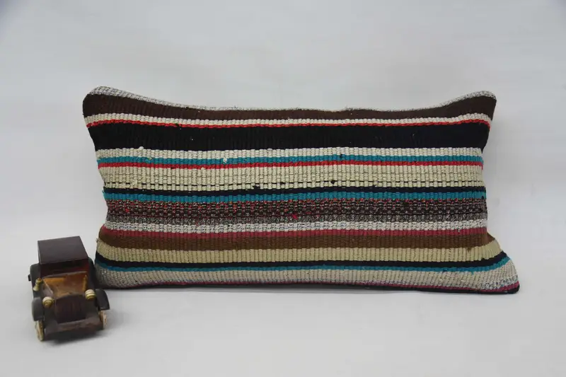 Authentic Pillow, Retro Cushion, 12x24 Blue Pillow Cover, Kilim Pillow Cover, Pillow, Handmade Kilim Cushion, Throw Kilim Pillow, Boho Throw Pillow - 1