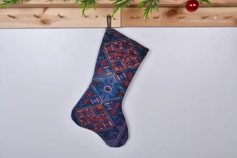 Festlicher Weihnachtsstrumpf in Grün und Rosa, 30,5 cm breit