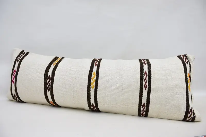 Interior Designer Pillow, Pet Cushion Cover, Ethnical Kilim Rug Pillow, Muted Cushion, 16x48 White Pillow Sham, Throw Kilim Pillow, Pillow Sham - 5