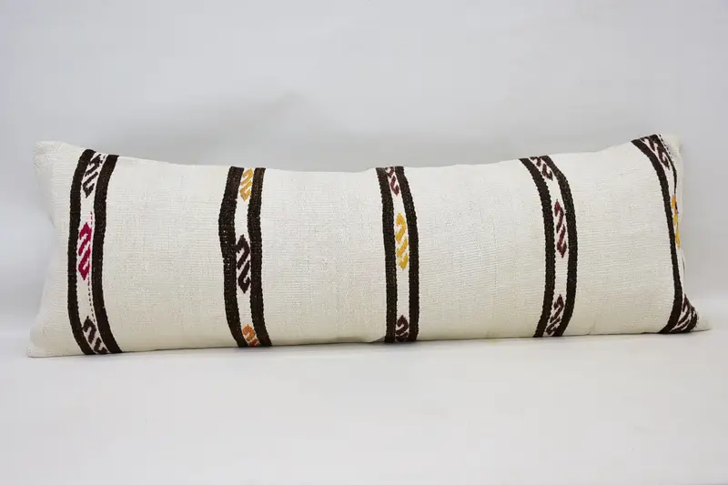 Interior Designer Pillow, Pet Cushion Cover, Ethnical Kilim Rug Pillow, Muted Cushion, 16x48 White Pillow Sham, Throw Kilim Pillow, Pillow Sham - 4