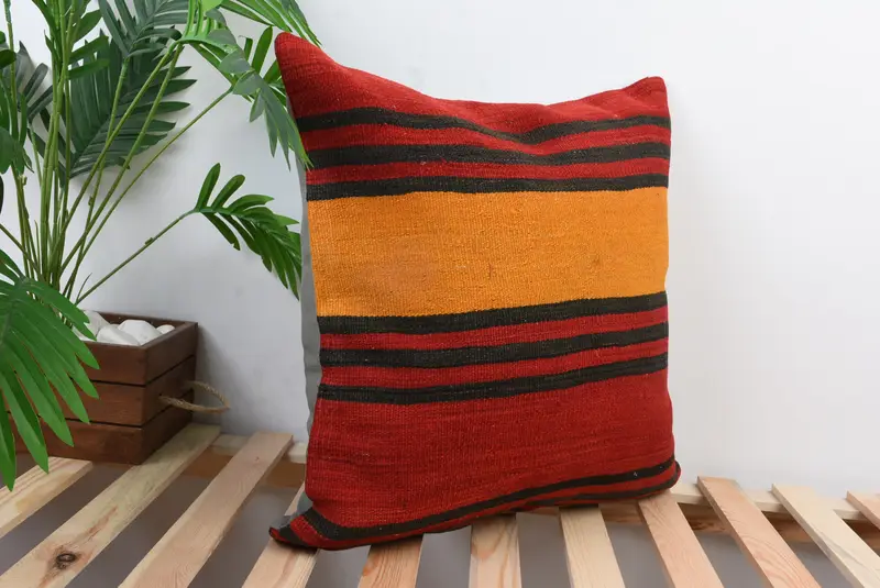 Kilim Pillow Cover, Pillow for Couch, Lounge Throw Pillow Cover, 20x20 Red Cushion Cover, Pillow Cover, Seat Cushion, Interior Designer Pillow - 5