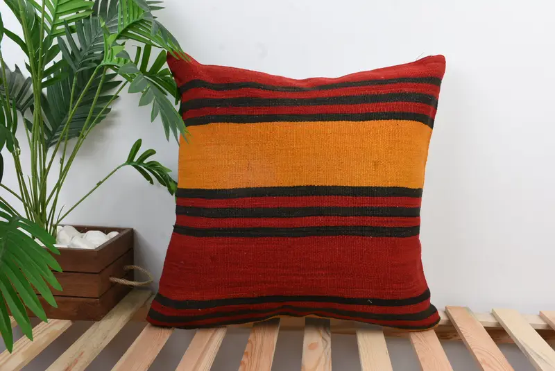 Kilim Pillow Cover, Pillow for Couch, Lounge Throw Pillow Cover, 20x20 Red Cushion Cover, Pillow Cover, Seat Cushion, Interior Designer Pillow - 1