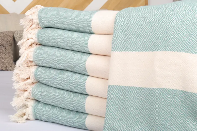 Beach Theme Wedding Gift, Custom Wedding Gifts, Bridesmaid Gifts, Bridal Shower Gift, Christmas Gift Tags, Organic Throw, 92x80 Cotton Diamond Towel - 2
