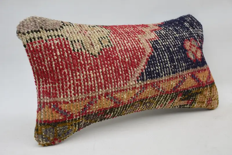 Cushion, Throw Kilim Pillow, 8x16 Red Pillow Cover, Retro Throw Pillow, Vintage Kilim Pillow, Handmade Kilim Cushion, Knitted Cushion Case - 2