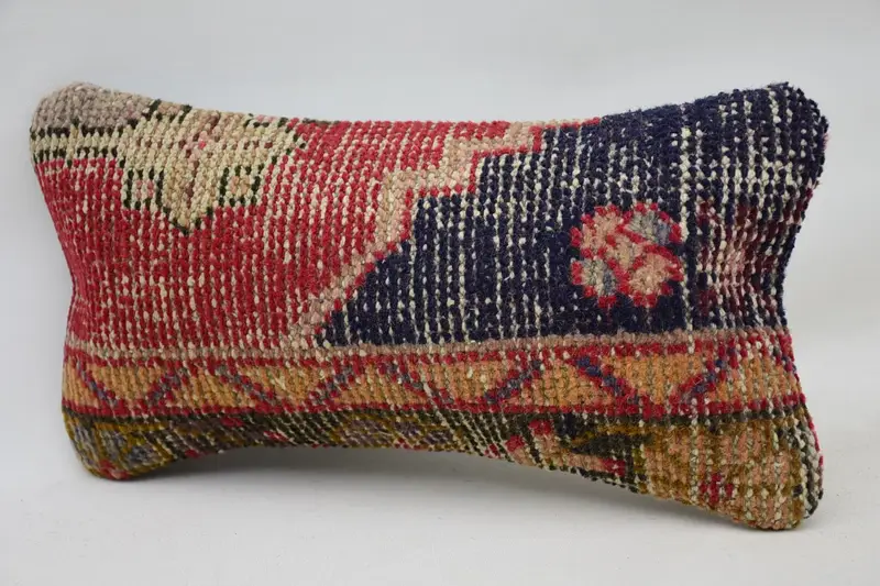 Cushion, Throw Kilim Pillow, 8x16 Red Pillow Cover, Retro Throw Pillow, Vintage Kilim Pillow, Handmade Kilim Cushion, Knitted Cushion Case - 3
