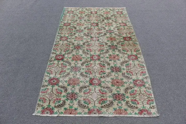 3.5x6.1 ft Türk Halısı, Kırmızı İkat Vintage Yün Halı - 1