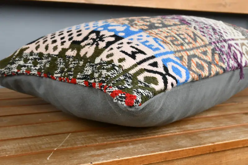 Gift Pillow, Cushion, Ethnical Kilim Rug Pillow, Kilim Pillow Cover, 16x24 Blue Cushion Case, Neutral Throw Pillow - 3