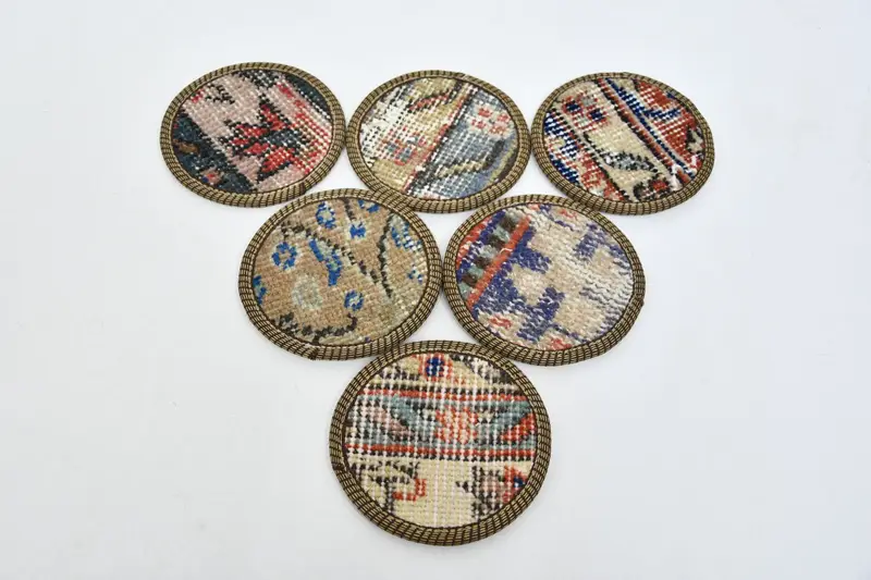 Posavasos redondo con estampado bohemio, posavasos de mesa marrón y beige