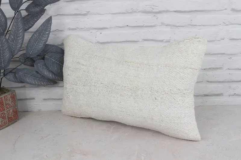 Handmade Kilim Cushion, Vintage Kilim Throw Pillow, Boho Pillow, Boho Throw Pillow, Cushion Case, 12x20 White Pillow Case - 4