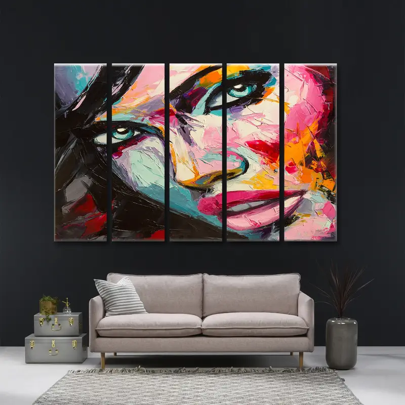 Woman Wall Art, Woman Portrait Art Print, Woman Face Oil Painting, Pop Art Print, Colorful Woman Art, Woman Portrait, Girl Print, Female Art - 1