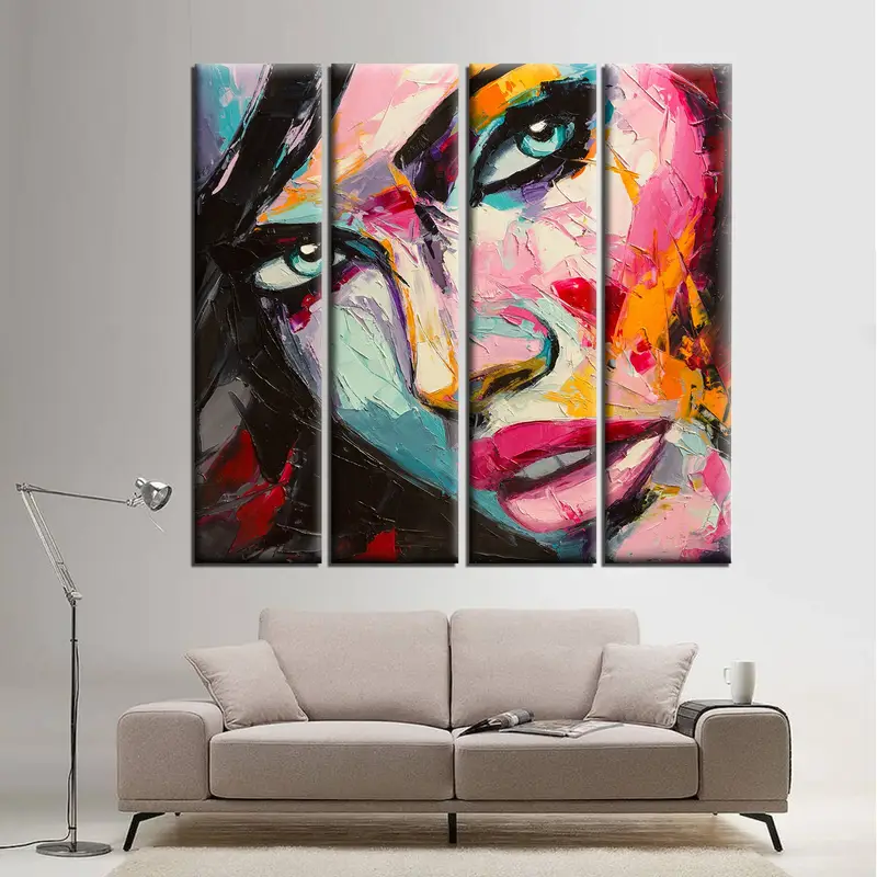Woman Wall Art, Woman Portrait Art Print, Woman Face Oil Painting, Pop Art Print, Colorful Woman Art, Woman Portrait, Girl Print, Female Art - 9