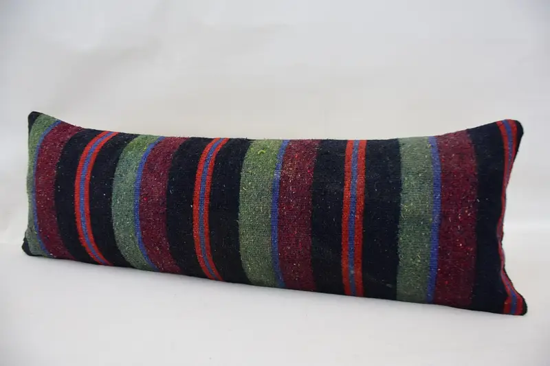 Retro Pillow Case, 12x36 Green Pillow, Pillow for Sofa, Home Decor Pillow, Bolster Cushion Case, Vintage Kilim Pillow, Aztec Cushion, Cushion - 5