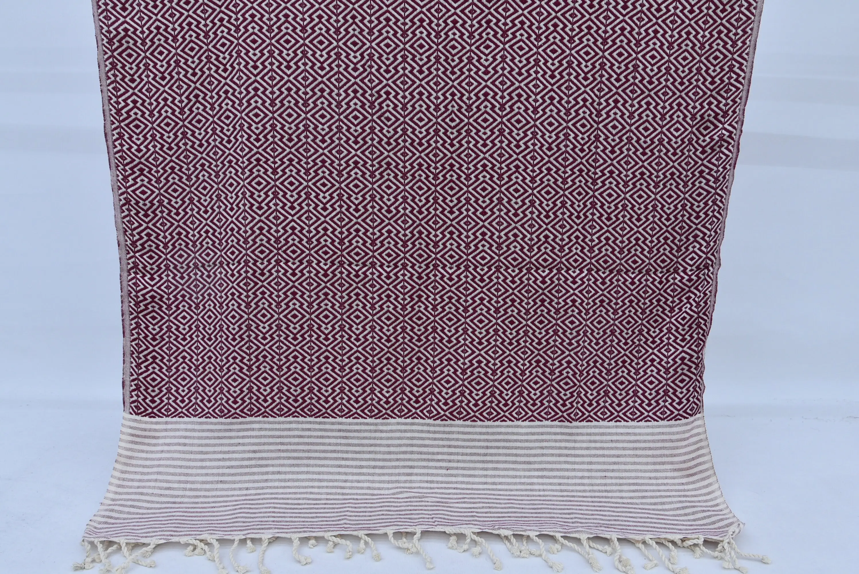 Turkish Bath Towel Diamond Design Red and White, 40x78 Inches - 1