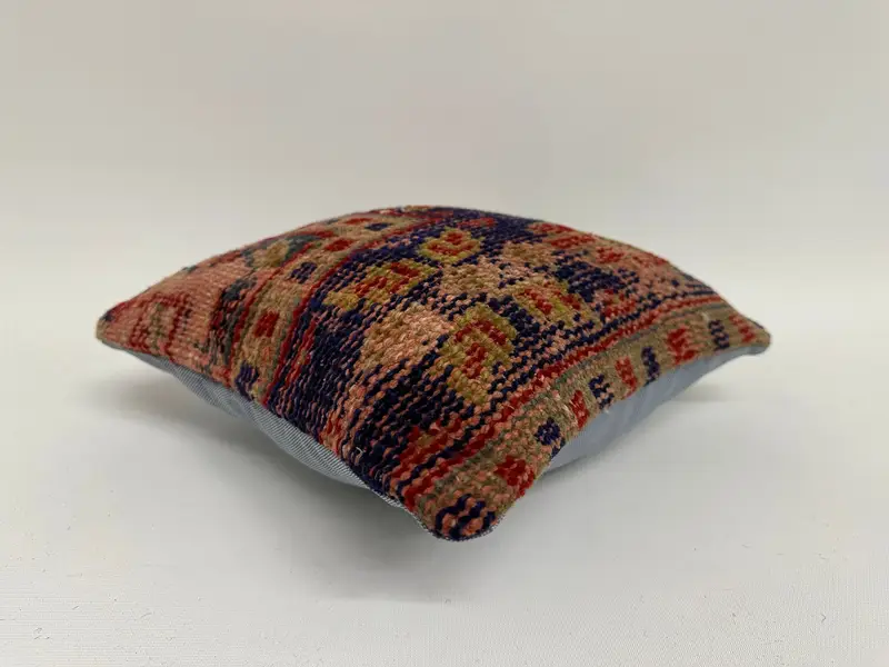 Retro Pillow, Pillow Case, Gift Pillow, Turkish Bench Pillow, Home Decor Pillow, Throw Kilim Pillow, 12x12 Blue Cushion, Tapestry Pillow - 6