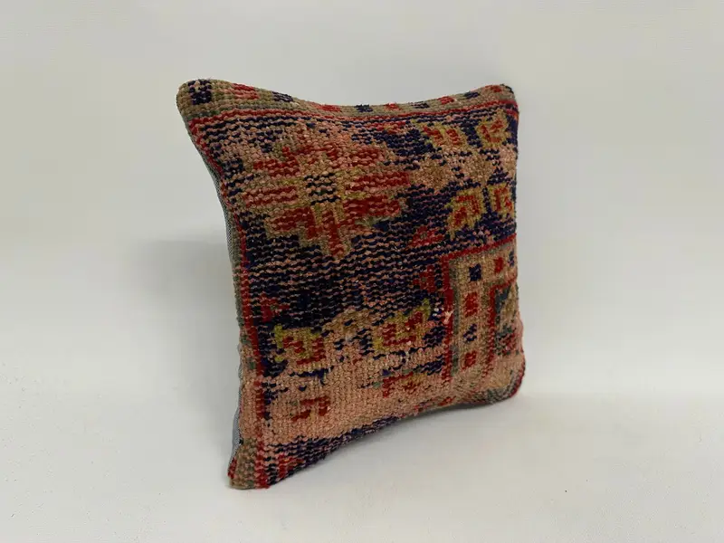 Retro Pillow, Pillow Case, Gift Pillow, Turkish Bench Pillow, Home Decor Pillow, Throw Kilim Pillow, 12x12 Blue Cushion, Tapestry Pillow - 3