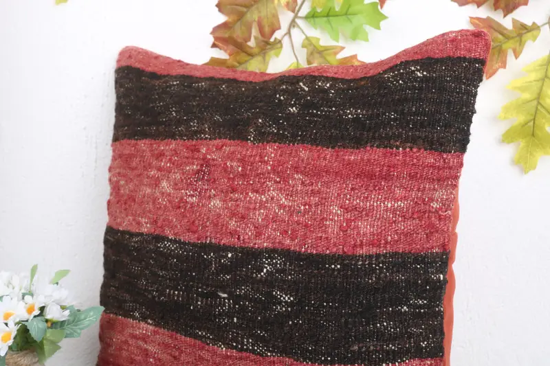 Home Decor Pillow, Pillow Case, Gift Pillow, 18x18 Red Cushion, Ethnical Kilim Rug Pillow, Neutral Pillow Cover, Outdoor Bolster Cushion - 5