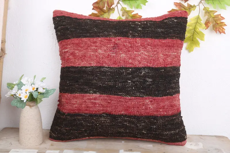 Home Decor Pillow, Pillow Case, Gift Pillow, 18x18 Red Cushion, Ethnical Kilim Rug Pillow, Neutral Pillow Cover, Outdoor Bolster Cushion - 2