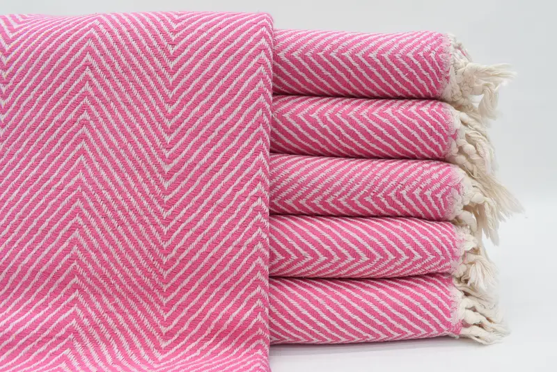 ピンクのトルコタオル、バスタオル、36x70、オーガニックコットン - 1