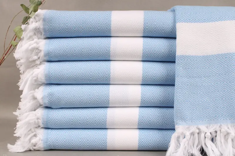 Monogrammed Beach Towel Light Blue Diamond, 40x71 Inches