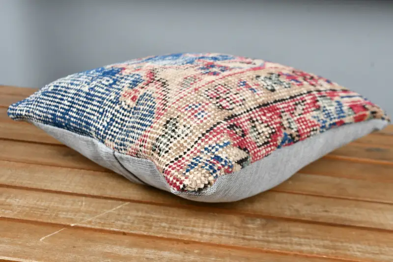 Turkish Corner Cushion, Cushion Cover, Kilim Pillow Cover, 12x12 Blue Pillow Cover, Luxury Pillow, Home Decor Pillow, Turkish Pillow - 3