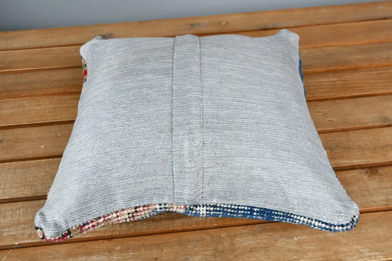 Turkish Corner Cushion, Cushion Cover, Kilim Pillow Cover, 12x12 Blue Pillow Cover, Luxury Pillow, Home Decor Pillow, Turkish Pillow - 5
