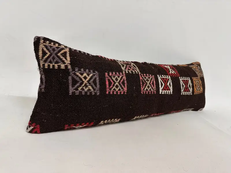 Geschenkkissen, farbenfrohe Kissenschein, Vintage -Kissen, 12x36 braunes Kissen, Vintage -Kilim -Kissen, Kissenbezüge, Gartenkissenabdeckung - 2