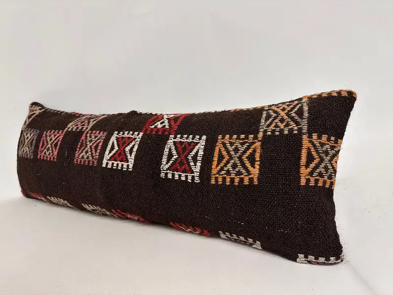 Geschenkkissen, farbenfrohe Kissenschein, Vintage -Kissen, 12x36 braunes Kissen, Vintage -Kilim -Kissen, Kissenbezüge, Gartenkissenabdeckung - 3