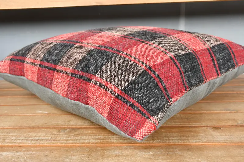 Cubierta de almohada estética, almohadas antiguas, almohada de kilim turco, caja de cojín, almohada de decoración del hogar, cubierta de cojín de lanzamiento de patrones, almohada roja de 18x18 - 3