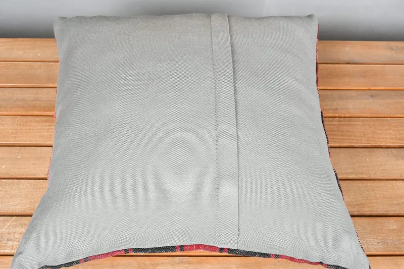 Cubierta de almohada estética, almohadas antiguas, almohada de kilim turco, caja de cojín, almohada de decoración del hogar, cubierta de cojín de lanzamiento de patrones, almohada roja de 18x18 - 5