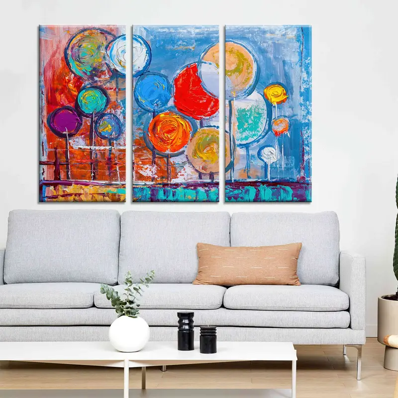 Colorful Ballons Art, Forest Oil Painting, Abstract Landscape, Colorful Trees Wall Art, Painted Impressionist, Nature Canvas Art, Forest Art - 1