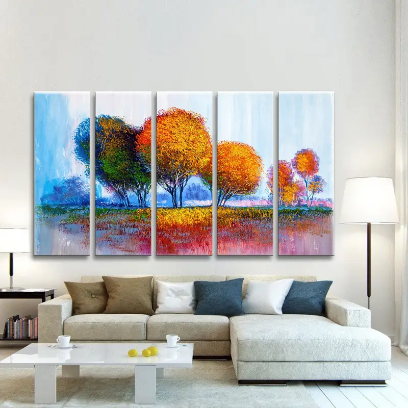 Colorful Ballons Art, Forest Oil Painting, Abstract Landscape, Colorful Trees Wall Art, Painted Impressionist, Nature Canvas Art, Forest Art - 4