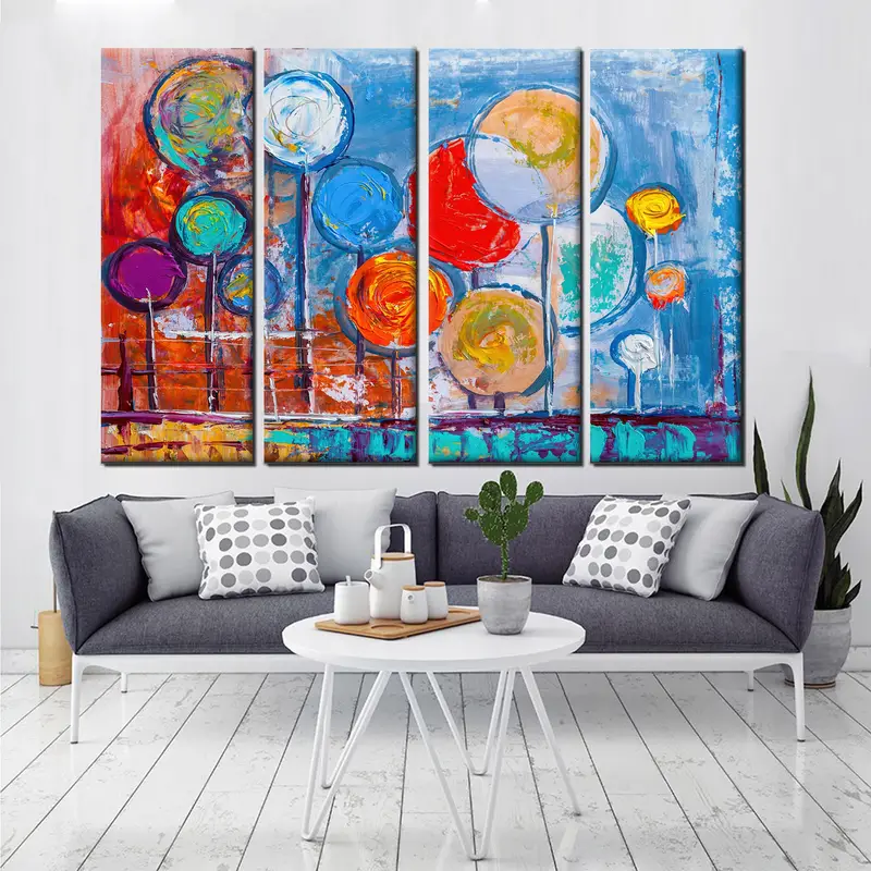 Colorful Ballons Art, Forest Oil Painting, Abstract Landscape, Colorful Trees Wall Art, Painted Impressionist, Nature Canvas Art, Forest Art - 3