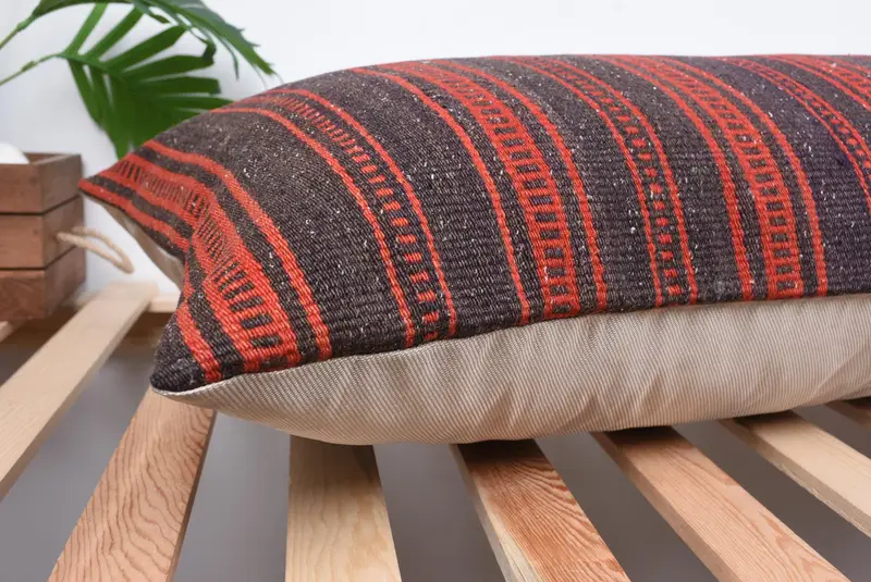 Ethnic Pillow Cover Pillow Cover, Pillow, Boho Pillow Sham Cover, Neutral Throw Pillow, 16x48 Red Pillow Case, Turkish Pillow, Kilim Pillow - 6