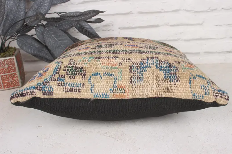 16x16 Green Pillow Case, Handmade Kilim Cushion, Kilim Cushion Sham, Pastel Pillow Cover, Cushion Case, Gift Pillow, Vintage Cushion - 5
