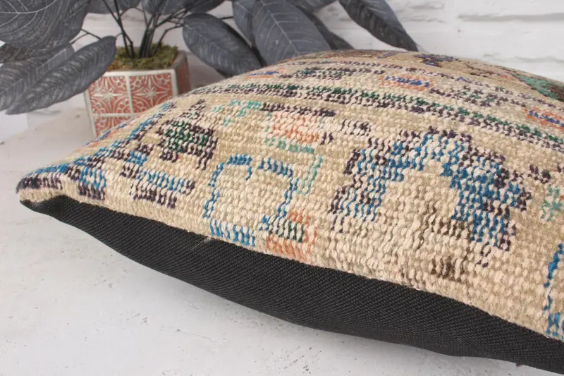 16x16 Green Pillow Case, Handmade Kilim Cushion, Kilim Cushion Sham, Pastel Pillow Cover, Cushion Case, Gift Pillow, Vintage Cushion - 7