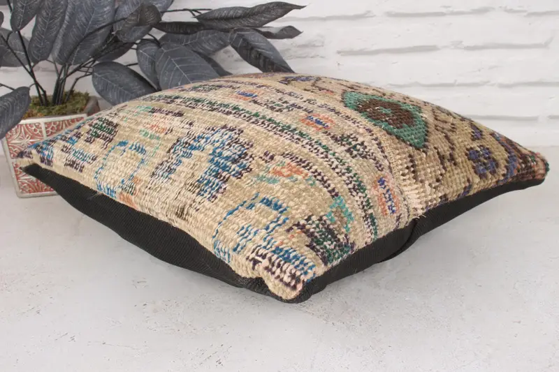 16x16 Green Pillow Case, Handmade Kilim Cushion, Kilim Cushion Sham, Pastel Pillow Cover, Cushion Case, Gift Pillow, Vintage Cushion - 6