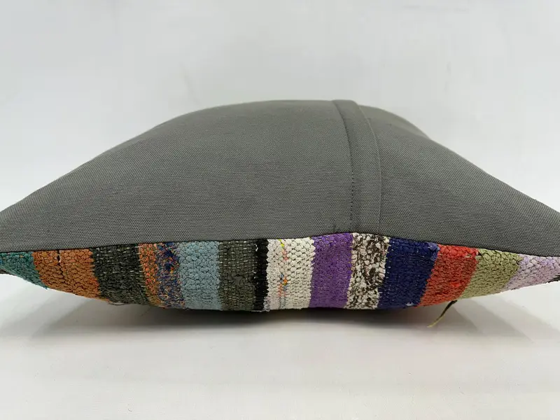 Embroidered Striped Pillow, 20x20 Inches Square Throw Pillow - 7