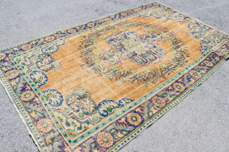 Türkischer Vintage-Teppich, 173 x 293 cm, Oushak-Orange-Wollteppich - 1