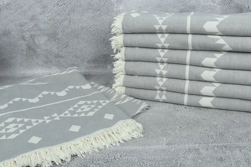 Monogram Blanket, Monogram Beach Blanket, 70x60 Cotton Geometric Towel, Tablecloth, Best Friend Wedding Gift, Personalized Blanket, Christmas Favors - 2
