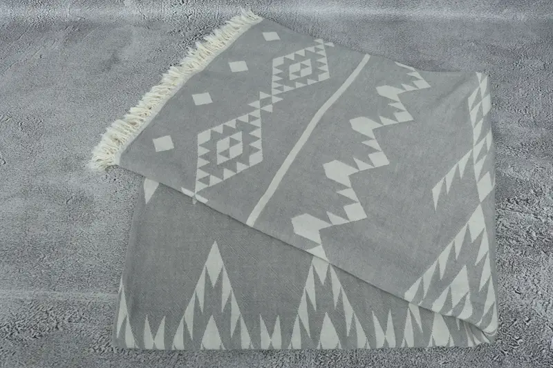 Monogram Blanket, Monogram Beach Blanket, 70x60 Cotton Geometric Towel, Tablecloth, Best Friend Wedding Gift, Personalized Blanket, Christmas Favors - 6